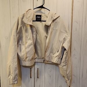 Zara Women's Cream Bomber Jacket
